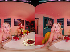 Your gorgeous blonde girlfriend thanks you for her Valentine's Day gifts in VR