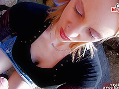 French blonde skinny milf at outdoor anal in small ass