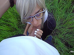 Veronika Charm - Cute Blonde Suck Cock In Park, Cum In Mouth Pov Blowjob 7 Min
