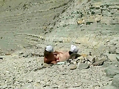 Horny people on the beach having fun