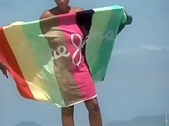 Lesbian girls caught together on a beach