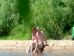 Thin girl spied as she fucks by the river