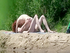 Thin girl spied as she fucks by the river