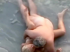 Older guy fucks his mistress at a beach