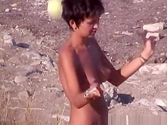 Nudist woman with perky tits