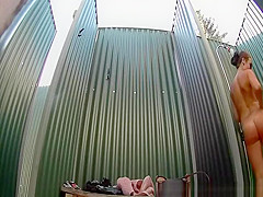 Hot ass woman in beach cabin