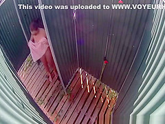 Hot ass woman in beach cabin