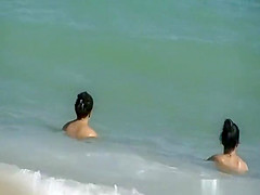 Topless woman and nudist friend