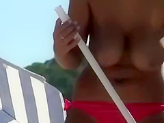 A bunch of topless girls get spied