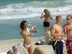 Hot topless girls at the beach