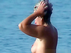 Nudist mature and hair washing