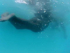 Bubble butt filmed under water