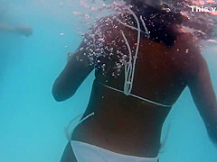 Bubble butt filmed under water