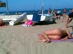 Perfect Topless Blonde Ass on the Beach