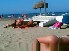 Perfect Topless Blonde Ass on the Beach