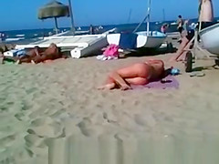 Perfect Topless Blonde Ass on the Beach