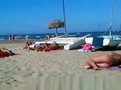 Perfect Topless Blonde Ass on the Beach