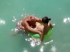 Floating and licking girlfriend's pussy