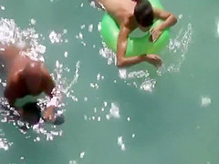 Floating and licking girlfriend's pussy