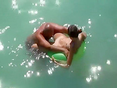 Floating and licking girlfriend's pussy