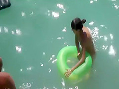Floating and licking girlfriend's pussy