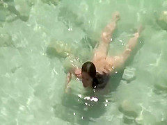 Naked girl chilling in the warm water