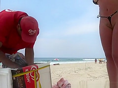 Micro bikini stuffed in her pussy lips