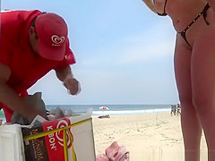 Micro bikini stuffed in her pussy lips