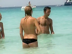 Guy can't stop starring at her boobs