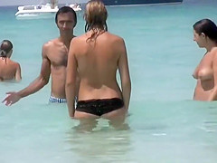 Guy can't stop starring at her boobs