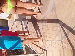 Fat ass in green bikini