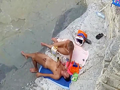 Spying foreplay and sex on the beach