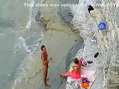 Spying foreplay and sex on the beach