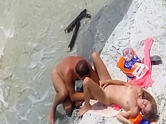 Spying foreplay and sex on the beach