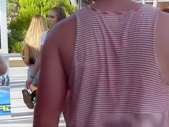 Four beautiful girls walking