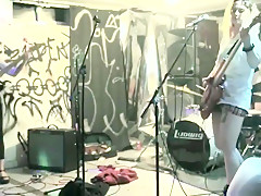 Sexy rock singer nude on stage club concert