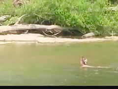 Nude beach - hot college girl river