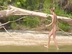 Nude beach - hot college girl river