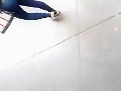 Latina bubble booty in pocketless blue jeans