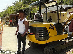 Flirty Stepdaughter Has Her Tight Pussy Stretched By Her Stepdad's HUGE Cock On His Tractor