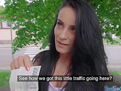 Euro beauty pulled into blowing big dick and outdoor sex