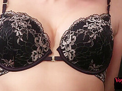 Office voyeur showing off tits and ass in erotic lingerie