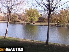 Barefoot Brunette Shows Feet In Public