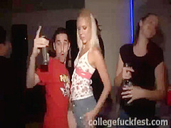 Slutty blonde teen sucks college cock