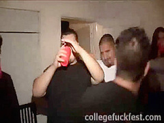 Slutty blonde teen sucks college cock