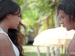 Big Tits April Olson Has A Hardcore Anal Threesome By The Pool