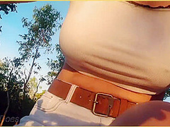 Wifey Bike Riding With Her Big Tits Flashing