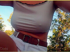 Wifey Bike Riding With Her Big Tits Flashing