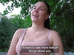 Czech babe blows before outdoor banging in missionary pose