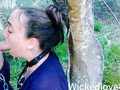 Chained And Facefucked Against A Tree, Balls Deep Throat Pie #2